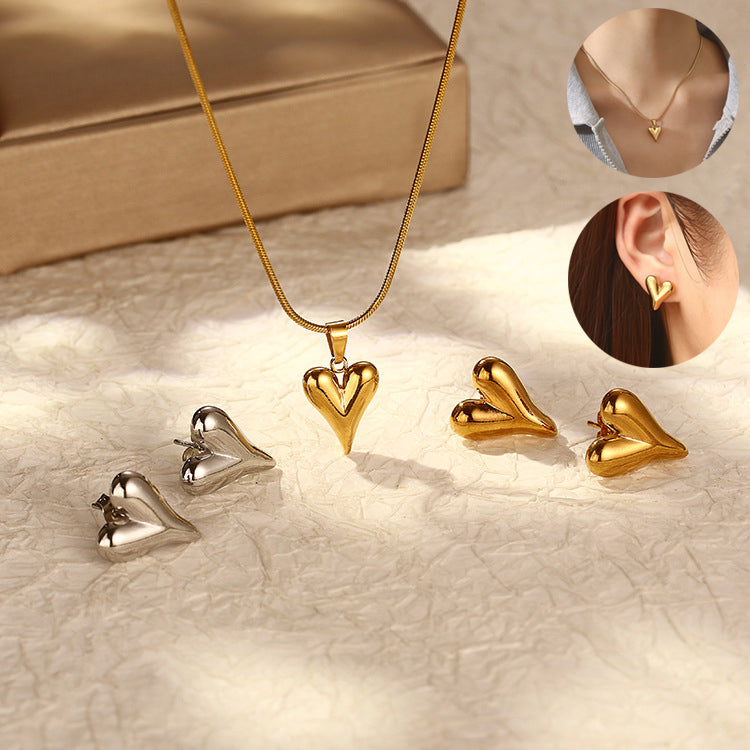 Heart-shaped Necklace and earrings